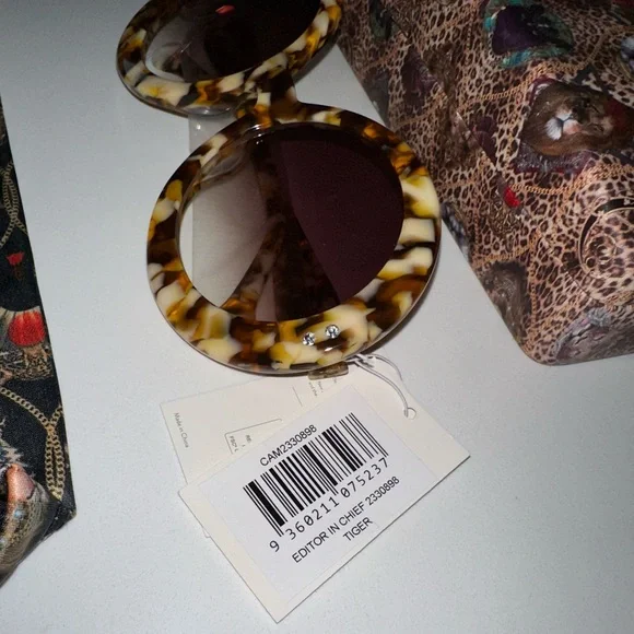 CAMILLA Free People *Editor in Chief large oval tiger boho statement sunglasses Camilla Eyewear – Tea Lily main image 2